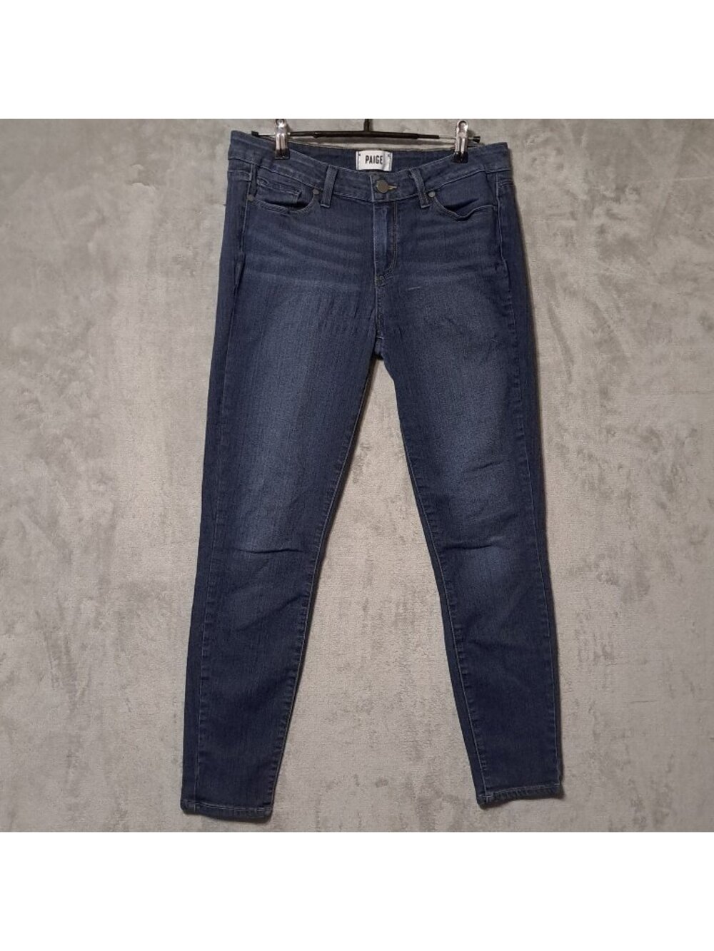 Paige Size 30 Skinny Jean Blue Dark Wash Verdugo Ankle Grazer Crop Stretch Fit